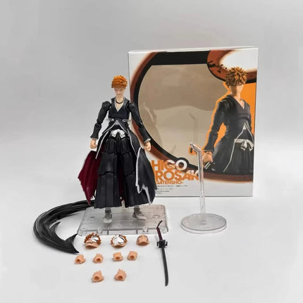 Original box Bandai SHF BLEACH ICHIGO KUROSAKI Getsuga Tensho Figure Finished Model kit Anime full Action Toy Gifts kid In shock