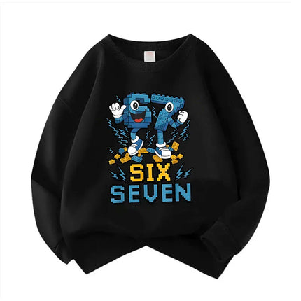 Pullover Spring Crew Neck Six Seven Italian Brainrot 67 Number Graphic Print Hoodie Boy/Girl Kids Comfortable Sweatshirt