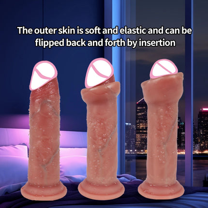 Strap On Realistic Dildos for Women Lesbian Realistic Skin Sliding Foreskin Testicles Dildo Anal Big Dick Adult Sex Toys Penis