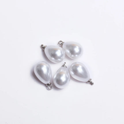 5Pcs/bag 10/14/16/18mm White Imitation Pearl Water Drop Pendant DIY Earrings Necklace Bracelet Brooch Jewelry Makings