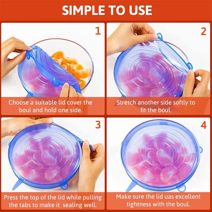 Silicone Food Lids 6pcs / Couvercles Silicone Alimentaire 6pcs