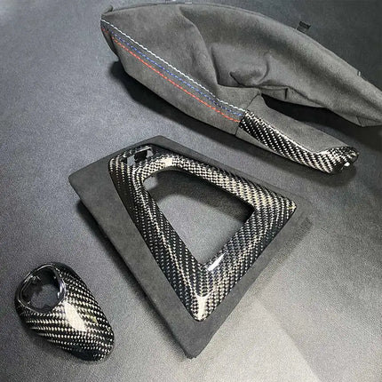 LHD RHD For BMW M3 M4 F80 F82 F83 Coupe M Performance 2014+ Genuine Carbon Fiber Replace Gear Knob Handbrake Console Panel Cover
