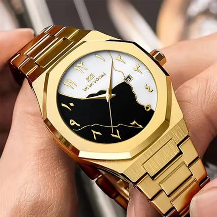 Top Brand Men Watch Marble Dial 42mm Arabic Scale Clock Silver Stainless Steel Quartz Movement Sports Business Wristatch for Men