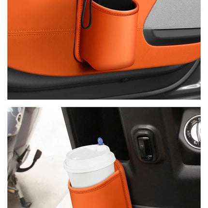 The multi-functional leather storage case for car water cups is suitable For VW Volkswagen Polo Tiguan Passat Golf Jetta Lavida