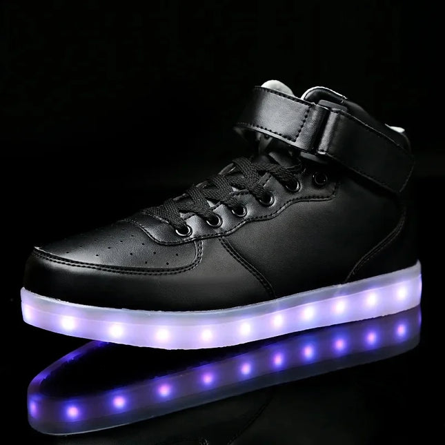 Wholesale LED Light-Up Shoes Plus Size High-Top Charging Colorful Night Fluorescent Couple Board Shoes From China Mainland