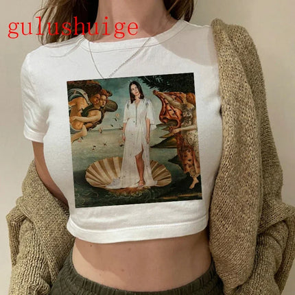 Crop Top Lana Del Rey Ldr Sailing Graphics T Shirt Cropped Harajuku Women Vintage Short-Sleeve T-Shirt Streetwear Female Tshirt