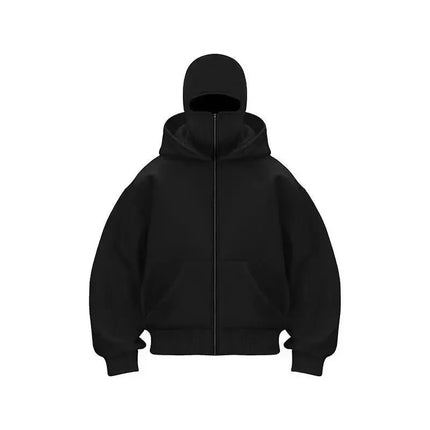 Men and Women Balaclava Y2K Gothic Harajuku Winter New Item Double Hooded Sweatshirt Men's Hooded Mask Zipper Sportswear
