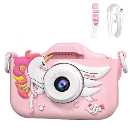 1080P Kids Camera Dual Lens Selfie Digital Camera for Children 12 Pink Styles Video Recorder Toy with Silicone Case Birthday Gif