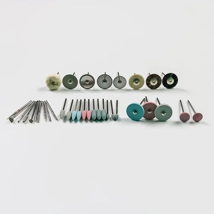 35Pcs/Set Dental Lab Polishing HP Kit Ceramic Porcelain Grinding Dentist Tool Diamond Burs Brush Material
