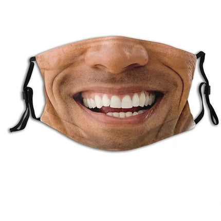 Personalized Social Funny 3D Facial Expression Masks Women Men Prom Party Ride Breathable Mouth Face Mask Creative Printed Masks