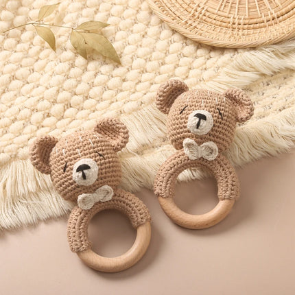 Baby Rattle Bear Crochet Animal Cartoon Music Rattle Toys for Baby Kawaii Teether Rattle Baby Toy 0 12 Months Montessori Toys