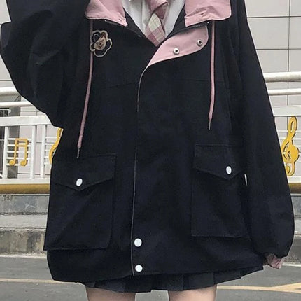 2024 Spring Autumn Hoodie Sweatshirt Women Tops Loose Casual Milk Print Hoodie Streetwear Girl Zip Up Jacket Japan Funny Female