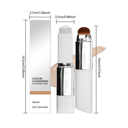 Lightweight Korean Changing Foundation Stick Hydrating Non-Sticky 20H Long-Wear Brightening Built-in Brush for All Skin Types