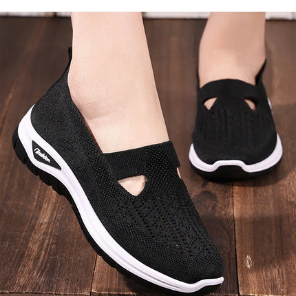 2025 New Mesh Women Vulcanized Shoes High Quality Women Sneakers Slip On Flats Shoes Women Loafers Plus Size 42 Walking Flat