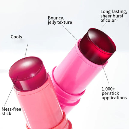4pcs Matte expansion color, natural nude makeup, lips and cheeks, transparent jelly, powder blusher stick, powder blusher cream