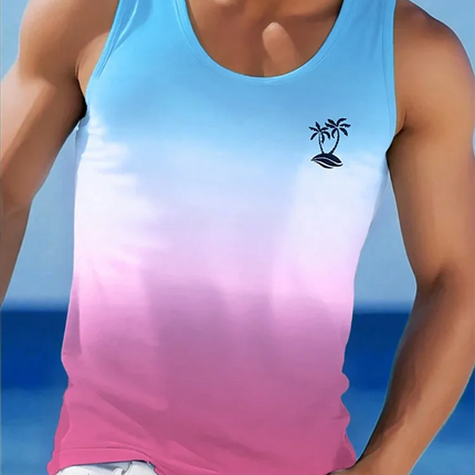 Summer Daily Casual Men's Sleeveless T-shirt Hawaiian Men's Tank Top Outdoor Beach Men's Tank Top Street Fashion Men's Tank Top