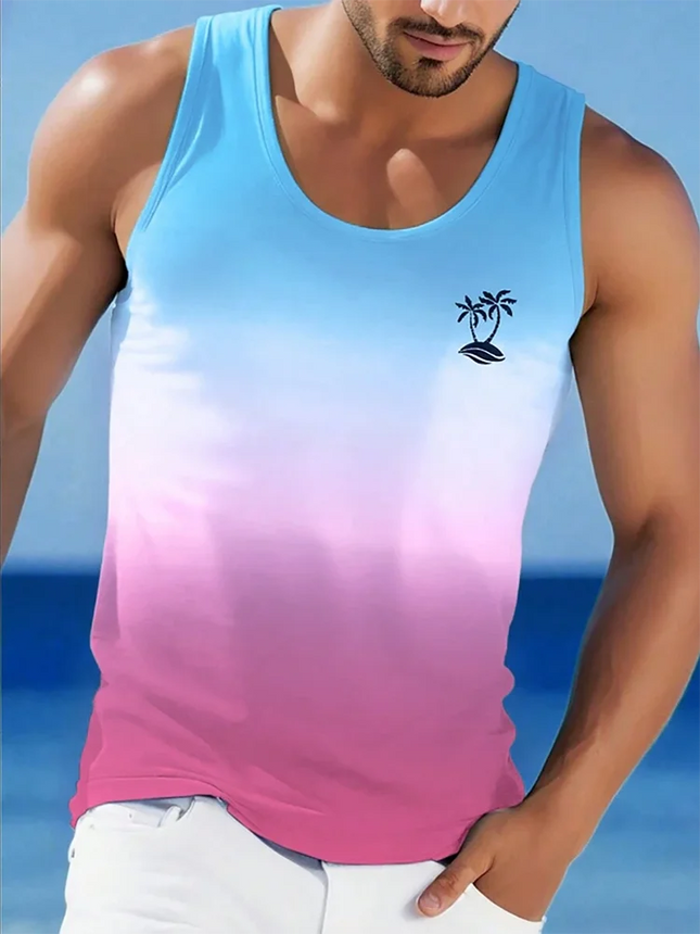 Summer Daily Casual Men's Sleeveless T-shirt Hawaiian Men's Tank Top Outdoor Beach Men's Tank Top Street Fashion Men's Tank Top