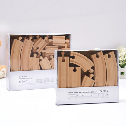 NEW Wooden Track Set Beech Wood Track Expansion Package Railway Train Track Set Fit for All Brands Trains Toys for Kids Gifts