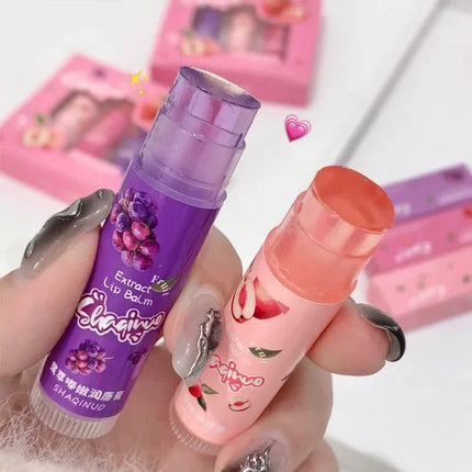 Jelly Fruit Lip Balm Plant Extract Moisturizing & Nourishing Lip Pomade Lasting Hydrating Lip Gloss Care Juicy Peach Lipsticks