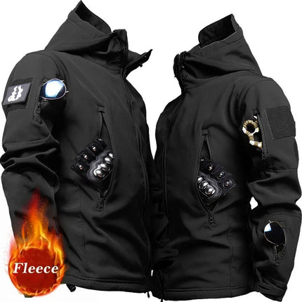 2024 Fall And Winter New Men's Tactical Jacket Sharkskin Soft Shell Windproof Waterproof Jacket Multi-Pocket Warm Men's Clothing