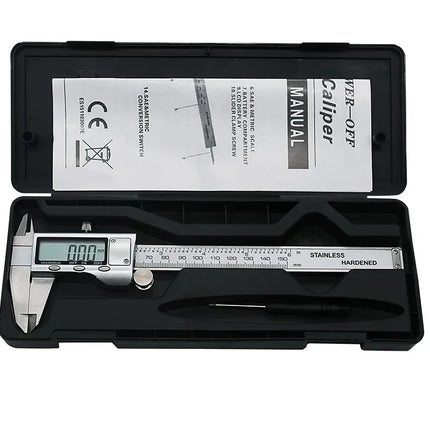 6 Inch 150mm Digital Vernier Caliper Stainless Steel Micrometer Measuring Tool Depth Ruler