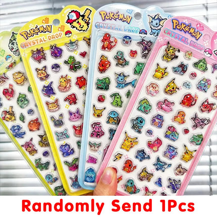 Anime Pokemon 3D Embossed Solid Stickers Mosaic-style Pikachu Charmander Squirtle Bulbasaur Pop-Up Sticker Decals Toy