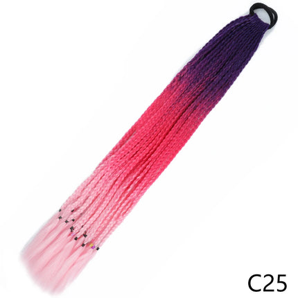 AZQUEEN Synthetic Gradient Color Dirty Braided Ponytail 60CM Elastic Rubber Band Braiding Pony Tail Hair Extensions For Girls