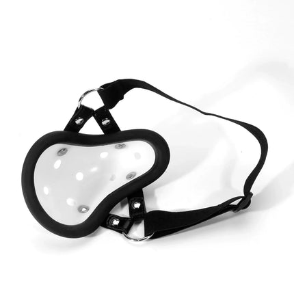 New Silicone Pussy Gag Balls PU Leather Headgear Mask Plugs Fixed Tongue Gag Balls Open Mouth Sex Toys Adult Couples Play 수갑