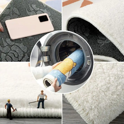 Irregular Letter Floor Mats, Soft And Anti-Slip Faux Cashmere Area Carpets, Bedroom Chair Floor Mats, Home Decoration