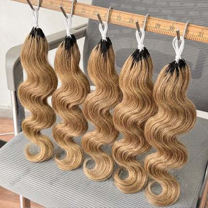 Body Wave Miracle Knots Feather Crochet Bundles 100% Human Hair For Braid #27 Honey Blonde Knotless Soft Pre-Separated Bulk Hair