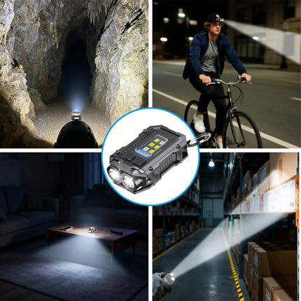 Super Bright LED Flashlight USB Rechargeable Pocket Torch with Clip & Magnetic Base Mini Keychain EDC Light for Outdoor Camping