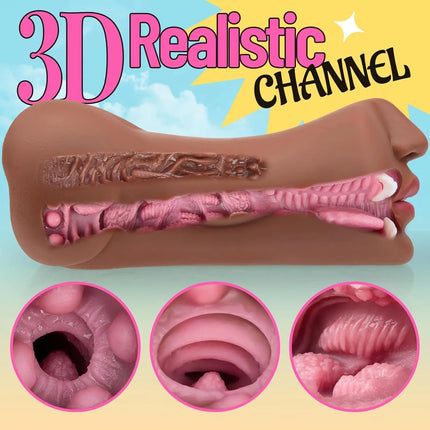 Realistic 3-in-1 Male Sex Doll Cup with 3D Texture Strong Suction Massager Pocket Genital Fun Toy for Adult Entertainment