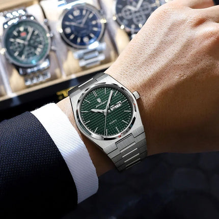 POEDAGAR Luxury Original Men's Watch Waterproof Stainless Steel Luminous Men's Wristwatch Date Week Quartz Fashion Watches For Men