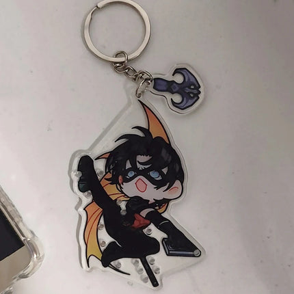 Anime Tim Drake Red Robin Cosplay Key Chain Acrylic Keychain Cartoon Figures Model Bag Pendant Keyring Accessories