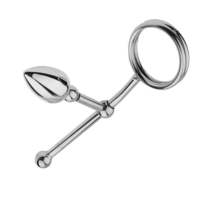 Removable Anal Butt Plug with Adjustable Penis Ring Metal Sexy Detachable Anal Plug Steel Single Double Ball Adult Toys for Men