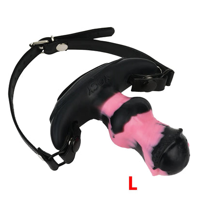 YOCY Mouth Gag Horse Dildo Adjustable Leather Strap Sex Toy For Couple Game Bondage Muzzles