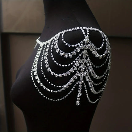 Sexy multi-layer classical tassel rhinestone shoulder chain banquet party women's body chain jewelry