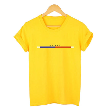 Women's T-shirt 100% Cotton Paris Fashion Short Sleeved Top Loose Plus Size Shirt Short Sleeves Women Tee Cotton Women's T-shirts