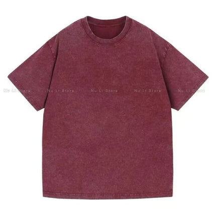 250gsm Men's Washed Vintage T-Shirts Street Hip Hop Retro Punk T Shirt Women Harajuku Casual Cotton Short Sleeve Acid Wash Tops