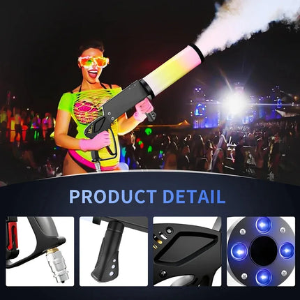 Handled LED Co2 Cannon DJ Party Co2 Dj Fog Jet with Spiral RGB Fog Gun Stage Effect Smoke Machine for Nightclub Wedding Disco