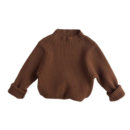 1-6Y Autumn and Winter Knitted Base Sweater Children's Clothing Forest Series Boys Girls Inner Solid Color Mid High Neck Sweater