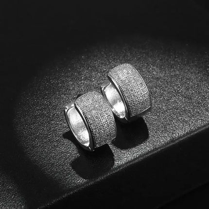 Hip Hop Ice Out Sparkling Round Inlaid Zircon Hypoallergenic Earrings for Men Women Fashion Cool Punk Rock Party Jewelry