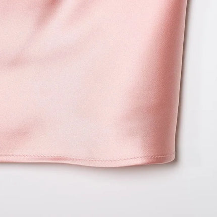 WOMEN 2025 Halter Tops for Women Black Satin Backless Top Female Pink Summer Beach Top Woman Off Shoulder Camisole Top Women