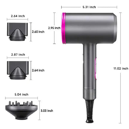 Professional Hair Dryer Strong Wind Hot Air Cold Air Ion Salon HairDryer 1800w Brush  Negative Ion Blow Dryer  with Diffuser