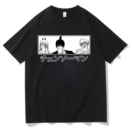 Chainsaw Man cotton shirt teen University graphic Grunge Retro t-shirt Classic Punk 2000s Trendy