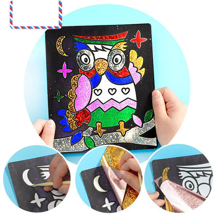 15pcs/20pcs DIY Shining Magic Transfer Colorful Sticker DIY Handmade Painting Crafts for Kids Arts Crafts Toys Gift
