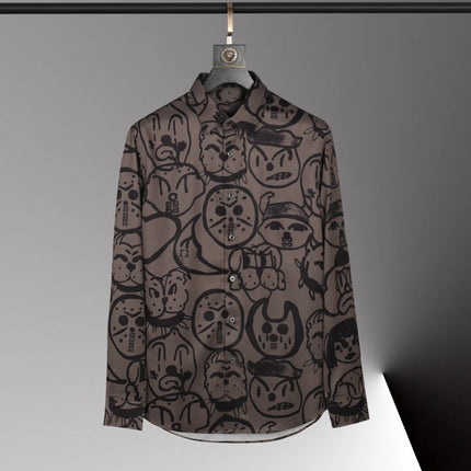 Men's shirt 3D printed geometric pattern men's shirt long-sleeved lapel casual top outdoor shopping shirt large size xs-6xl