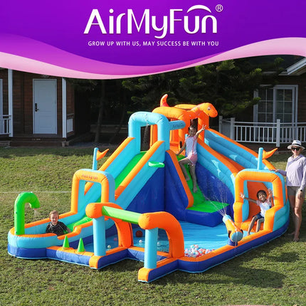 AMF Children's Inflatable Water Slide Mini Bounce House Home Inflatable Slide Playing Water Inflatable Castle Indoor Wave Pool