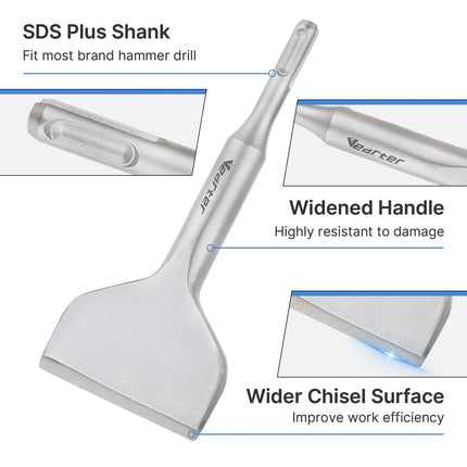 Vearter 75mmX160mm SDS Plus 15° Cranked Angled Wide Bent Chisel Bit for Hammer Drill  Floor Scraper for Concrete Tile Removal