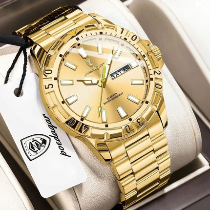 POEDAGAR Business Man Watch Waterproof Luminous Date Week Men Watch Sports Male Wristwatch Stainless Steel Men's Quartz Watches